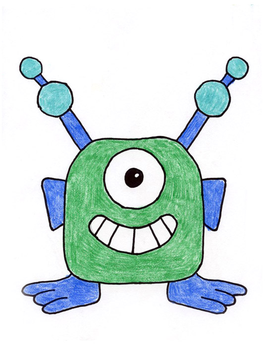 541x700 draw aliens art projects for kids - Alien Drawing