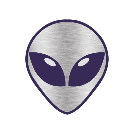 450x450 Chrome Alien Head Temporary Tattoo - Alien Head Drawing