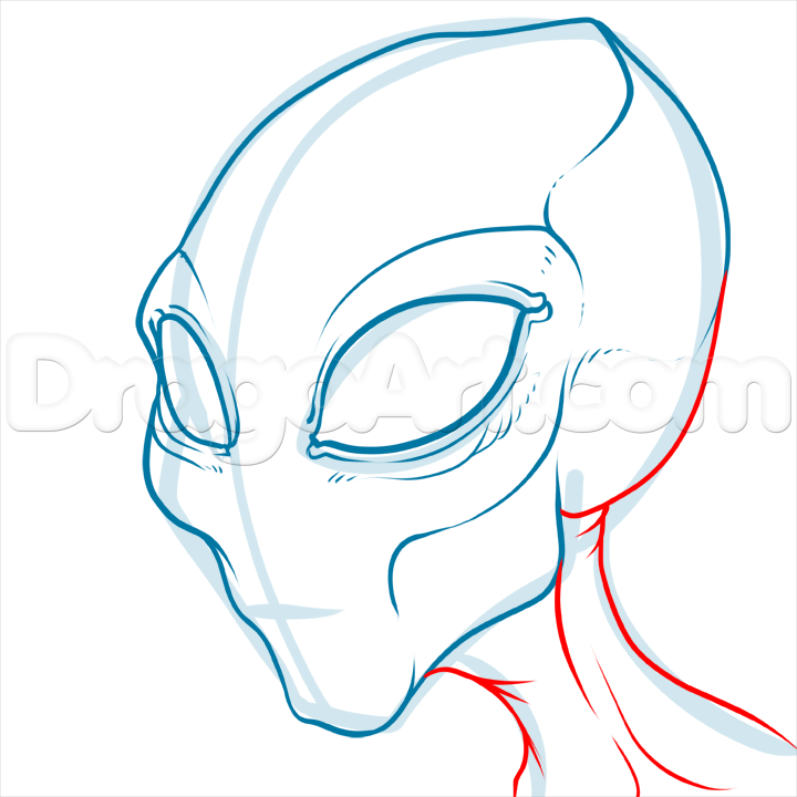720x720 how to draw a gray alien, the grays, step - Alien Head Drawing.