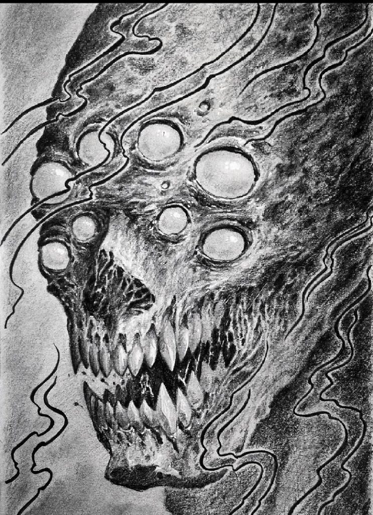 743x1024 Skulled Alien Head Drawing - Alien Head Drawing
