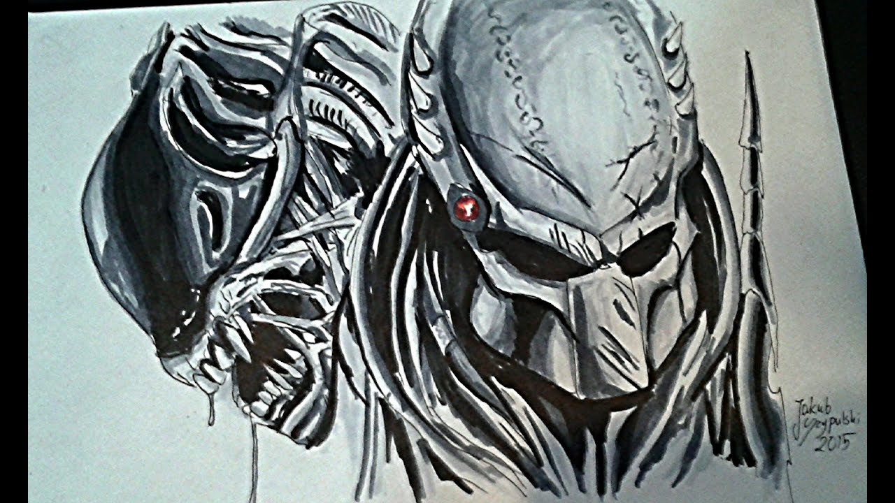 1280x720 Alien Vs Predator Speed Drawing - Alien Vs Predator Drawing