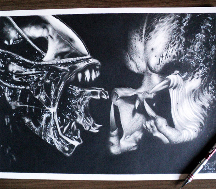 710x620 Alien Vs Predator Drawing - Alien Vs Predator Drawing