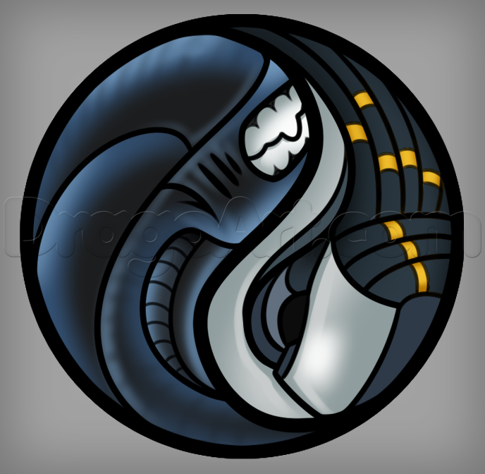 688x672 How To Draw Alien Vs Predator Yin Yang, Step - Alien Vs Predator Drawing