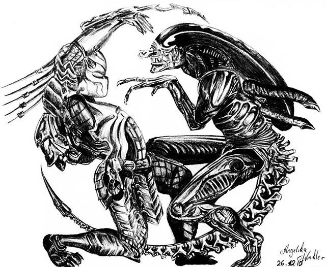 Alien Vs Predator Drawing at Explore collection of