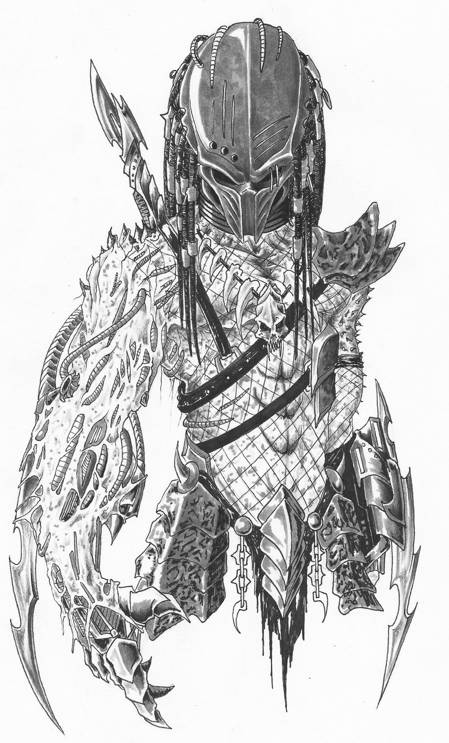 900x1489 aliens vs predator drawings - Alien Vs Predator Drawing