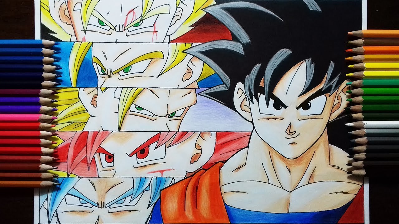 1280x720 drawing goku all forms - All Drawing