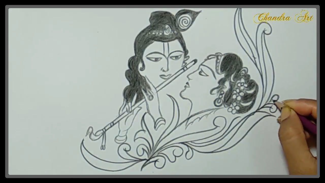 1280x720 drawing radha krishna - All Drawing