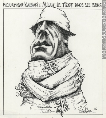 345x385 mouammar kadhafi allah holds him tight drawing - Allah Drawing