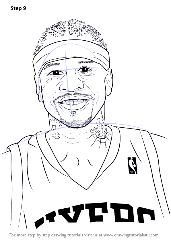 596x842 Learn How To Draw Allen Iverson - Allen Iverson Drawing