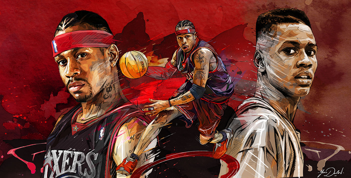 1400x712 Nba Allen Iverson On Behance - Allen Iverson Drawing