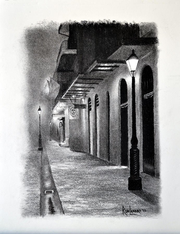 691x900 Evening Walk Down Pirate Alley Drawing - Alley Drawing