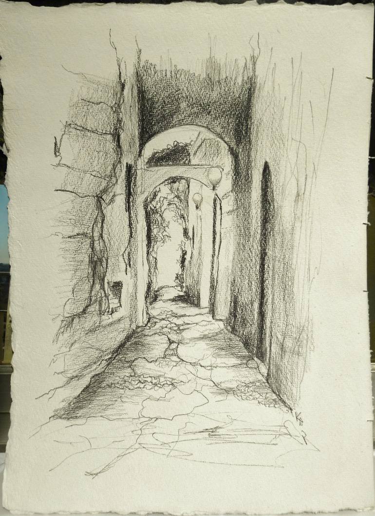 770x1059 Rhodos Old Town Alley Drawing - Alley Drawing