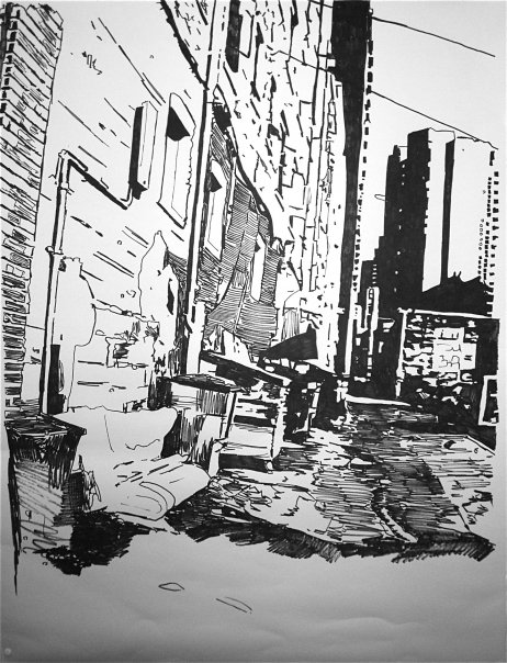 462x604 Sharpie Drawings Artjaden - Alley Drawing