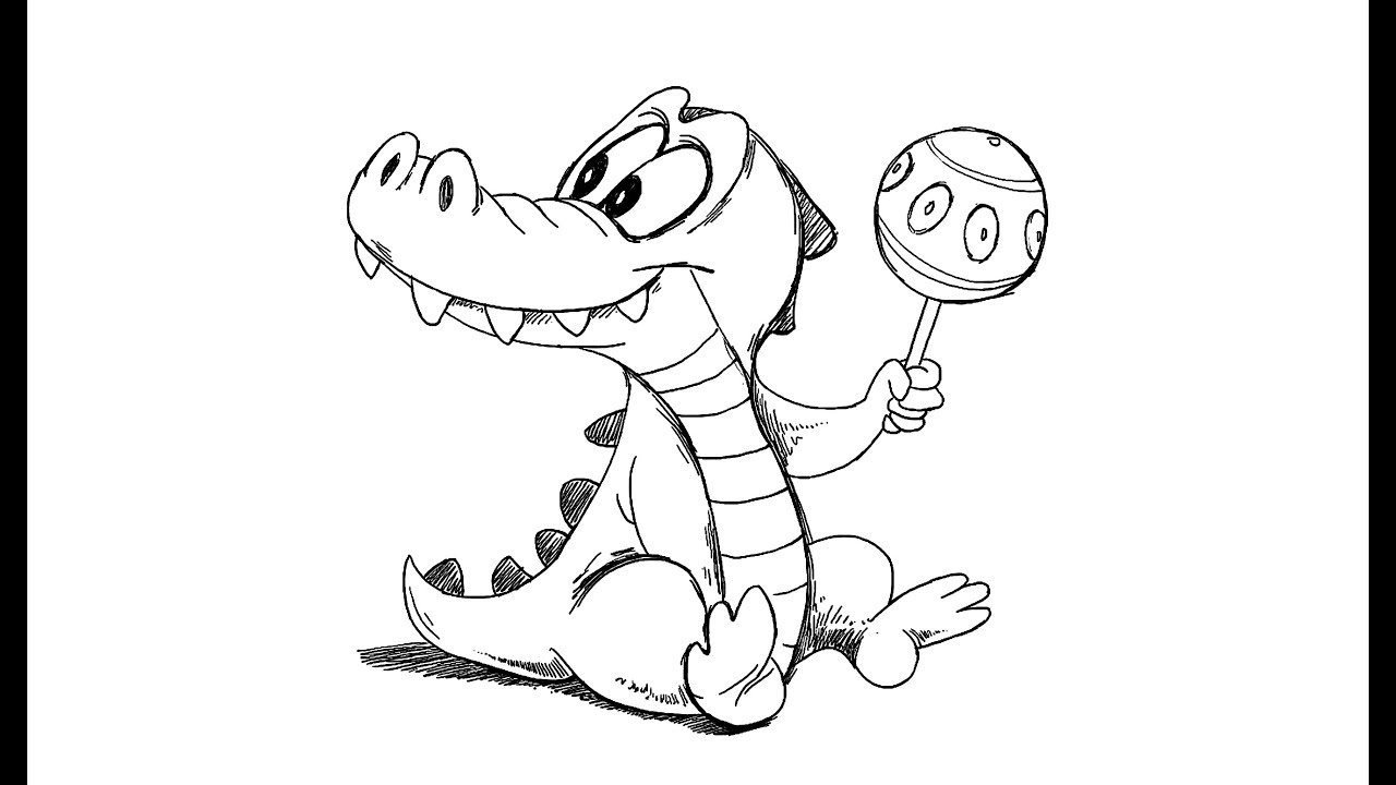 1280x720 How To Draw Cartoon Crocodile - Alligator Cartoon Drawing