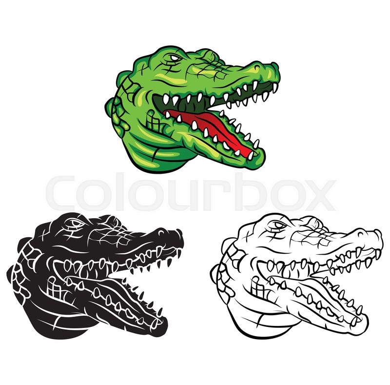 800x789 Coloring Book Crocodile Head Cartoon Stock Vector Colourbox - Alligator Head Drawing