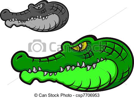 450x330 Green Cartoon Crocodile Head For Tattoo Or Mascot Design - Alligator Head Drawing