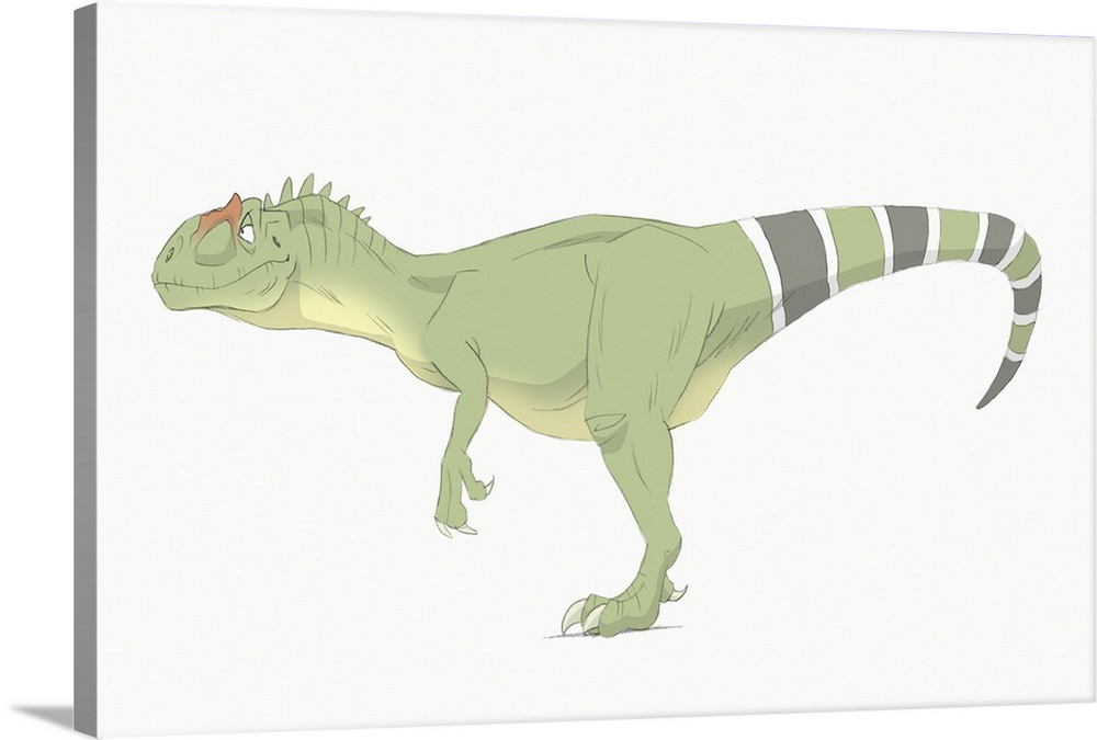 1000x675 Allosaurus Pencil Drawing With Digital Color Wall Art, Canvas - Allosaurus Drawing