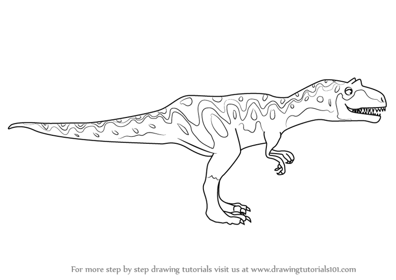 800x565 Learn How To Draw Alvin Allosaurus From Dinosaur Train - Allosaurus Drawing