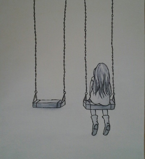 500x549 Image About Girl In Drawings - Alone Drawing