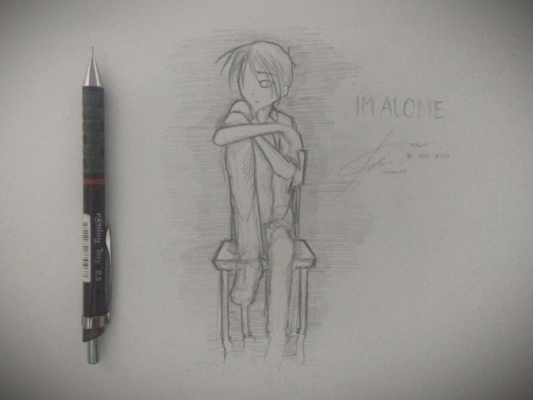 1869x1402 alone drawing - Alone Drawing