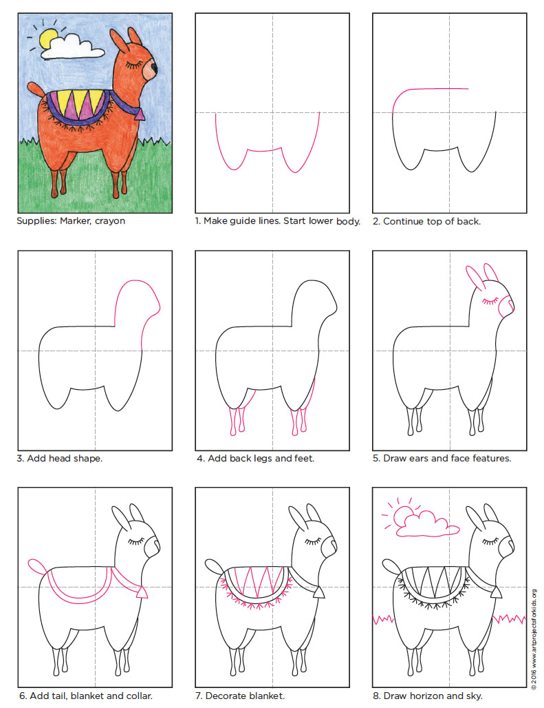 791x1028 how to draw an alpaca art projects for kids - Alpaca Drawing