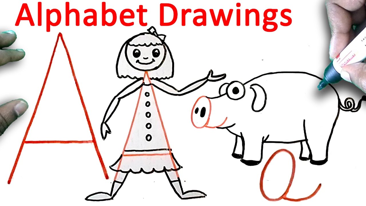 1280x720 how to draw with alphabet a fun with alphabets drawing for kids - Alphabet Drawing