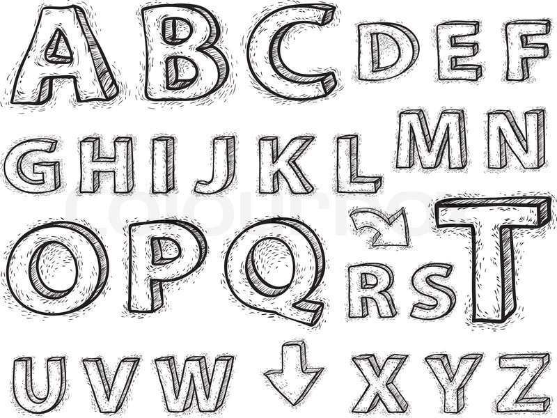 800x600 drawing the alphabet stock vector colourbox - Alphabet Drawing