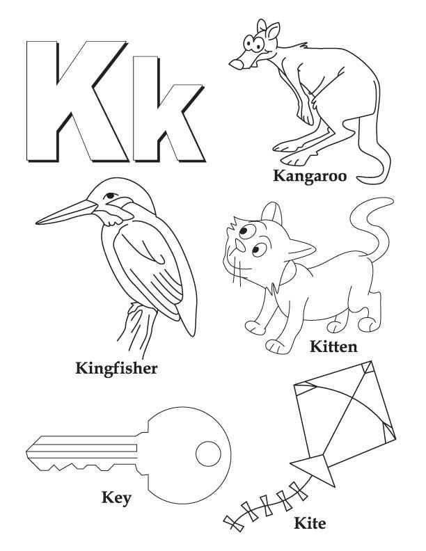 612x792 alphabet letter k coloring page - Alphabet Drawing Book