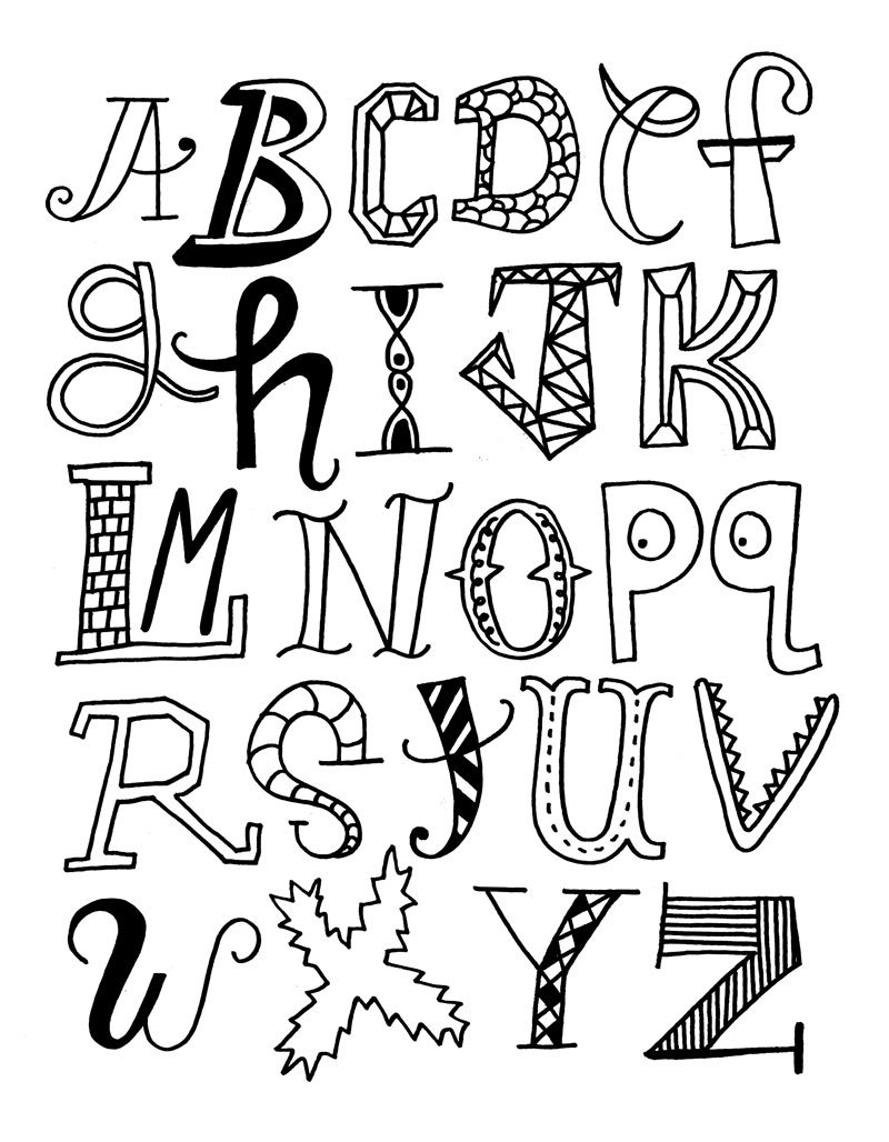800x1028 Fun Font - Alphabet Drawing Letters