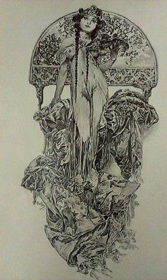 239x400 alphonse mucha rare nice drawing - Alphonse Mucha Drawings