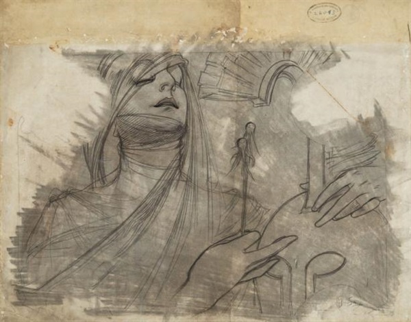 600x470 Drawing For Bosnia Herzegovina Pavilion - Alphonse Mucha Drawings