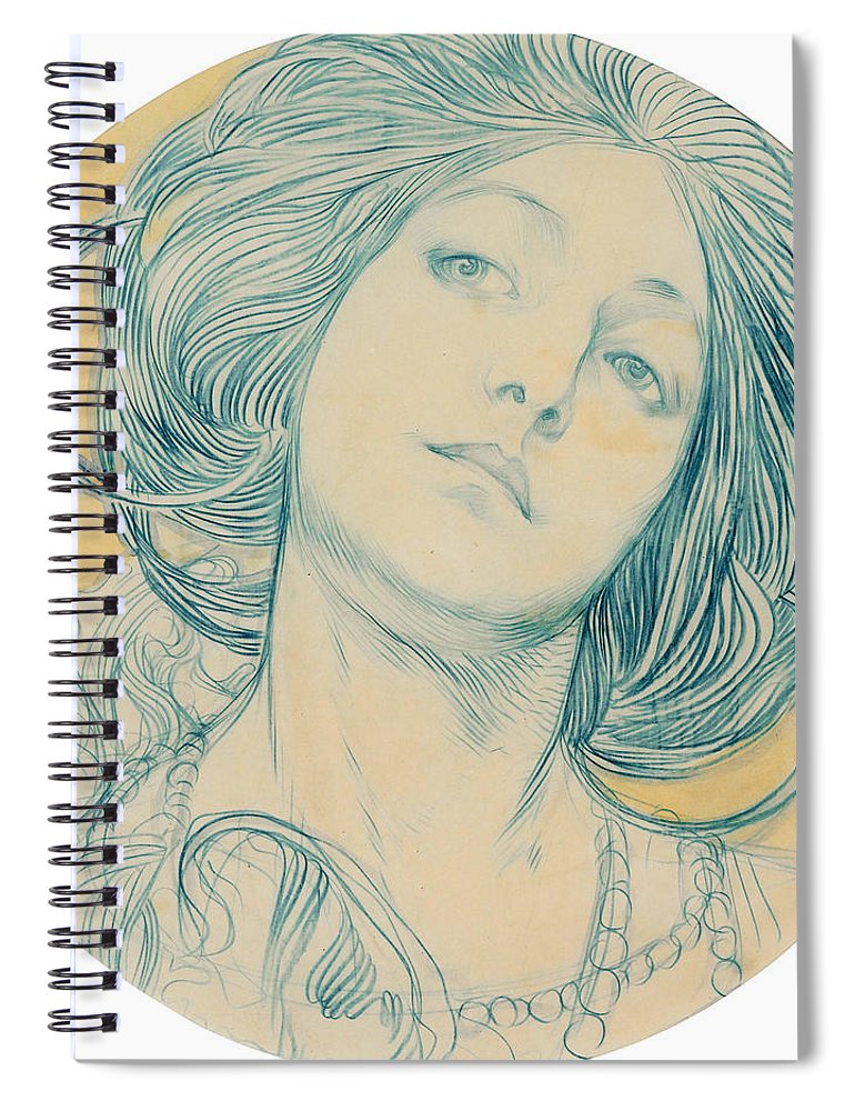 770x1000 Portrait Of A Young Woman Spiral Notebook For Sale - Alphonse Mucha Drawings