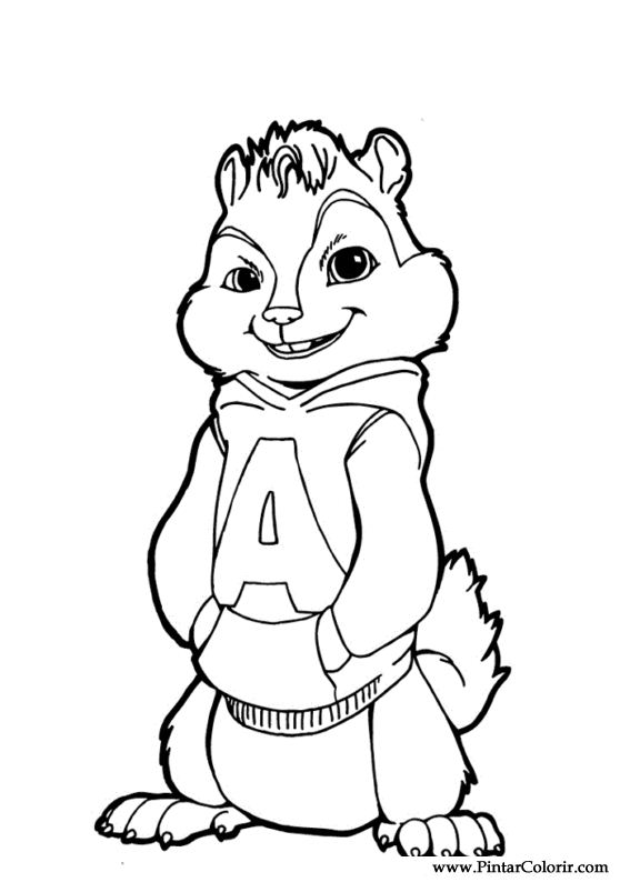 567x794 Drawings To Paint Colour Alvin Chipmunks - Alvin And The Chipmunks Drawing