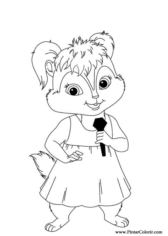 567x794 Drawings To Paint Colour Alvin Chipmunks - Alvin And The Chipmunks Drawing