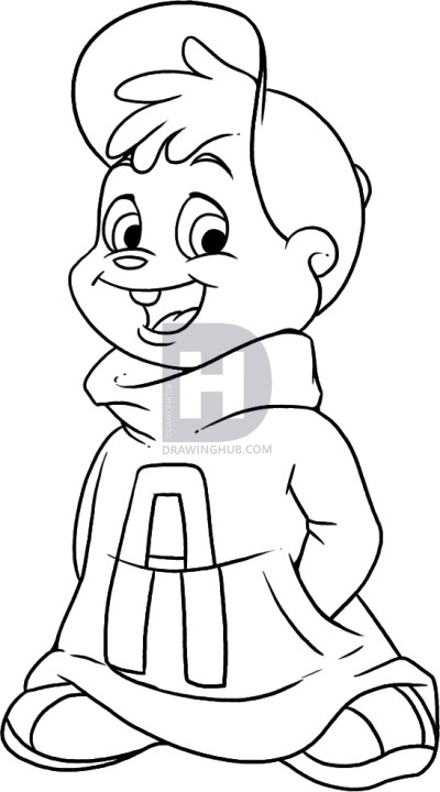 400x720 How To Draw Alvin, Step - Alvin And The Chipmunks Drawing