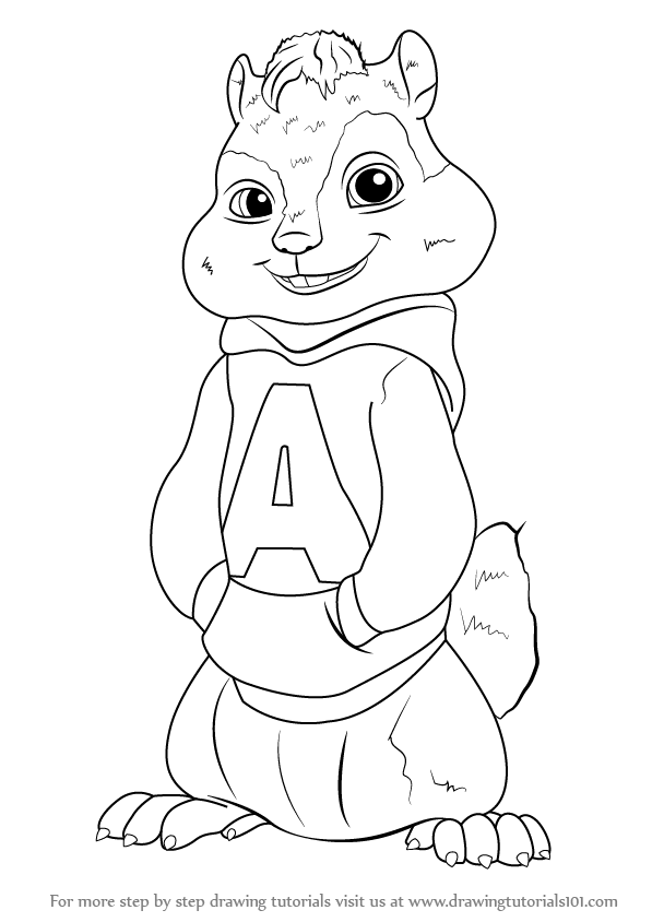 597x844 Learn How To Draw Alvin From Alvin And The Chipmunks - Alvin And The Chipmunks Drawing