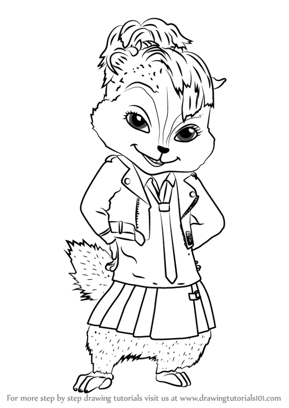 567x800 Learn How To Draw Brittany From Alvin And The Chipmunks - Alvin And The Chipmunks Drawing