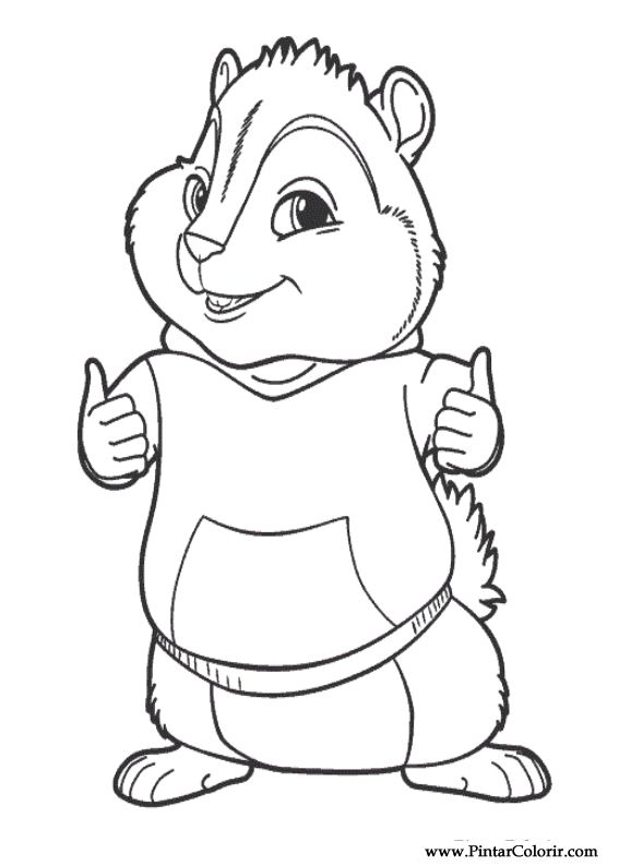 567x794 Drawings To Paint Colour Alvin Chipmunks - Alvin And The Chipmunks Drawing