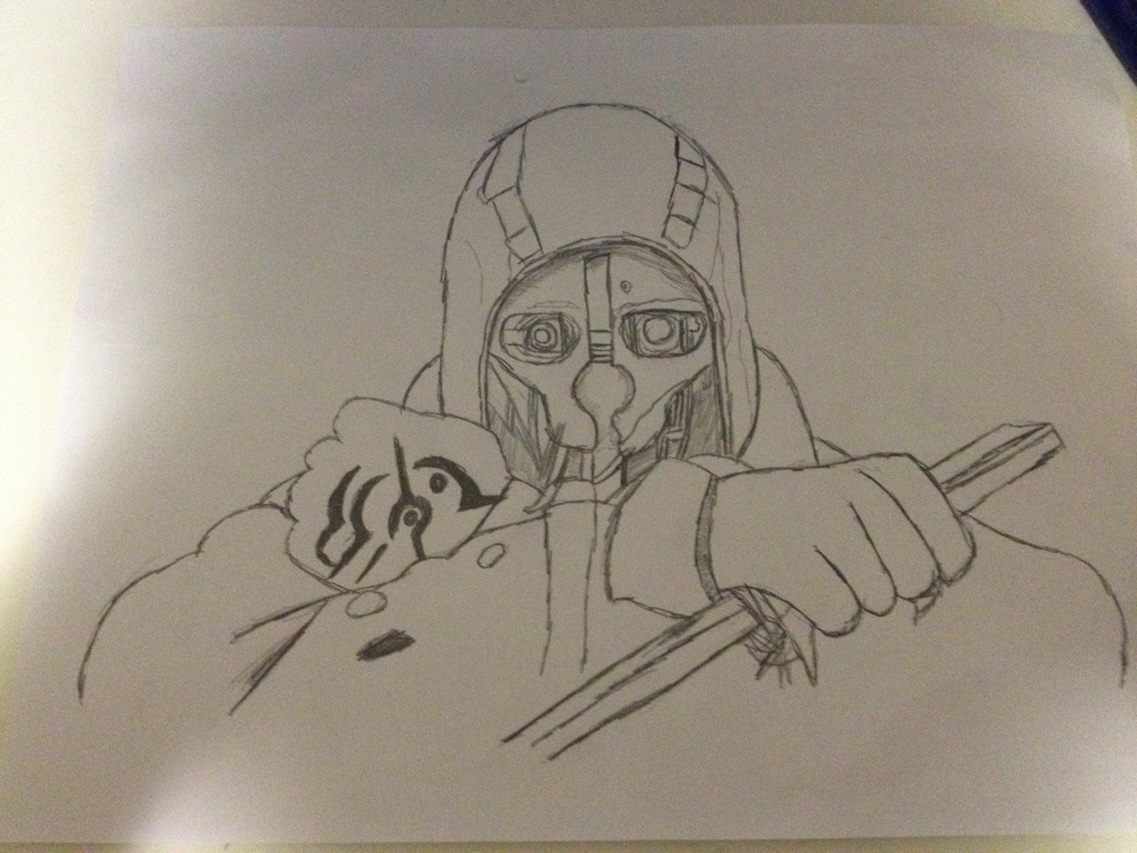 1024x768 Amateur Drawing Of Corvo Atano Dishonored - Amateur Drawing