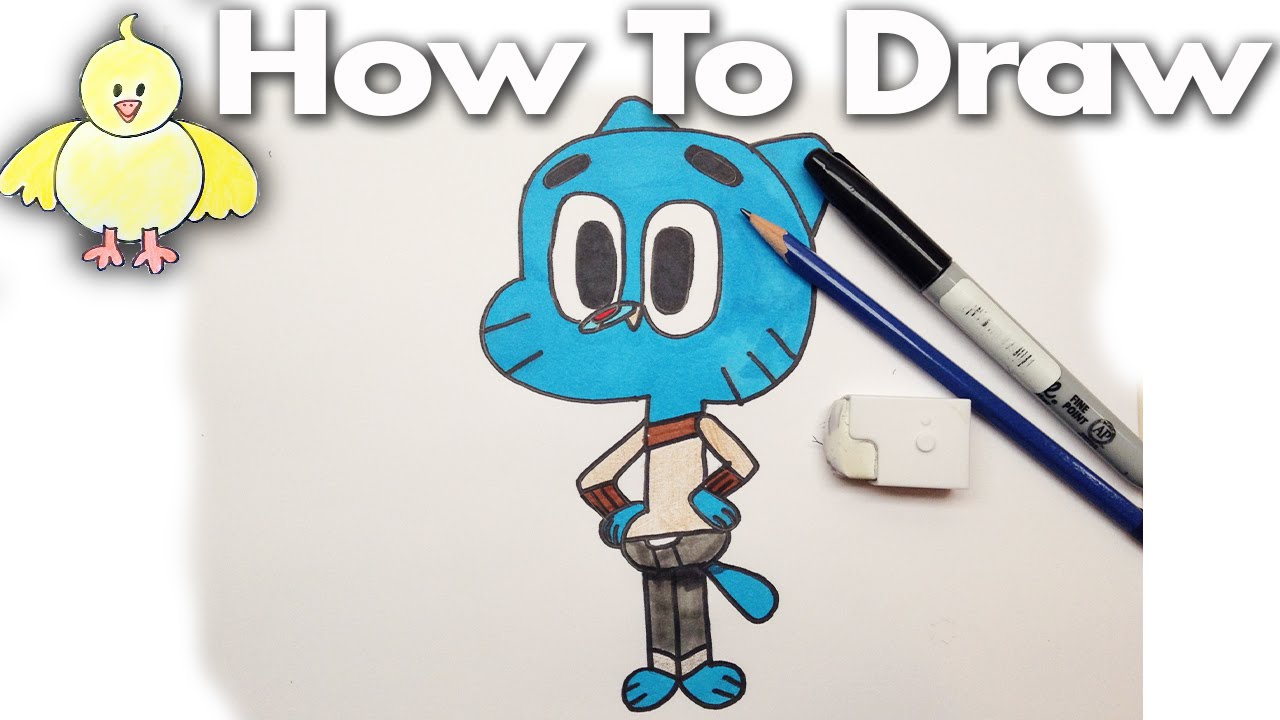 1280x720 Cartoons How To Draw Gumball From The Amazing World Of Gumball - Amazing Cartoon Drawings