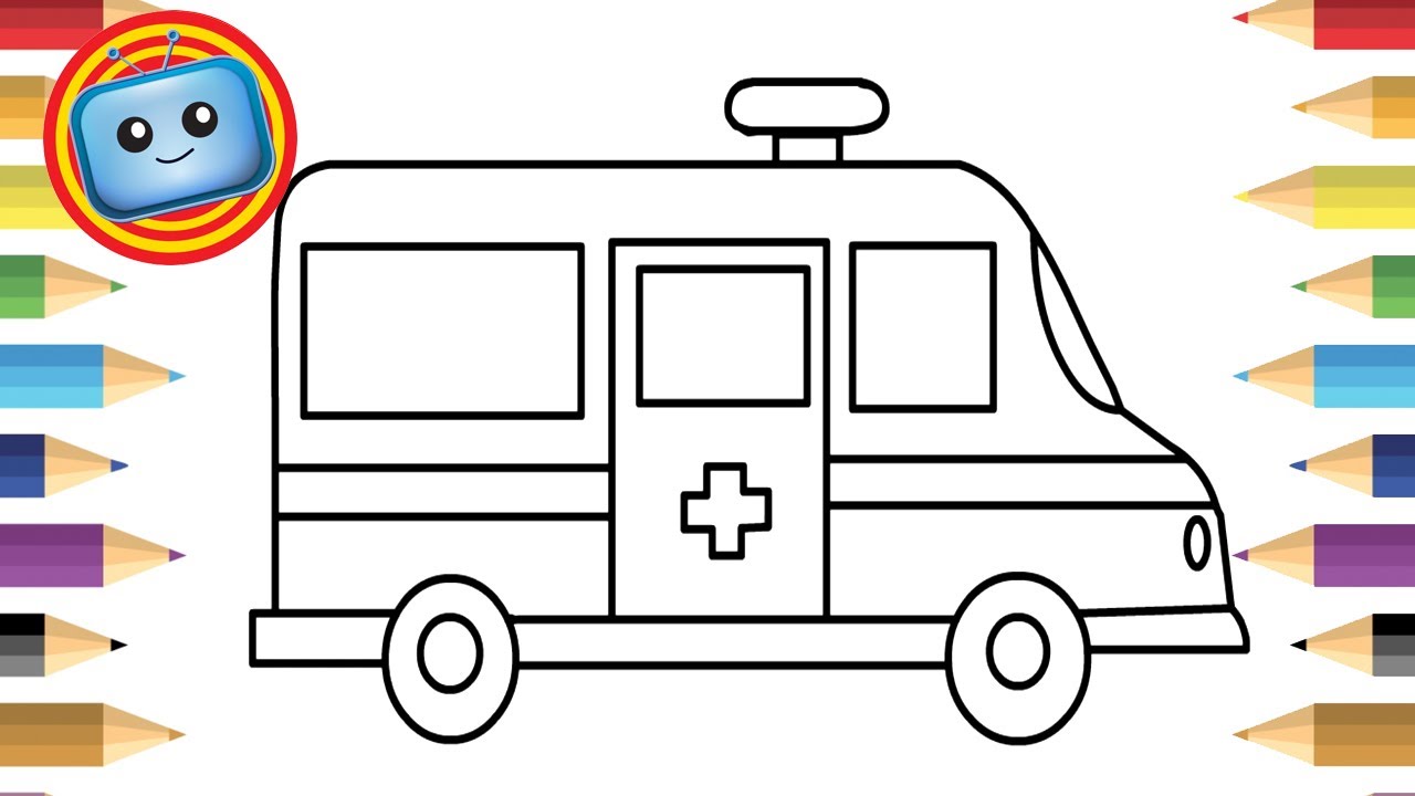1280x720 how to draw an ambulance colouring book simple drawing game - Ambulance Drawing
