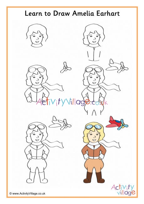 460x650 Learn To Draw Amelia Earhart - Amelia Earhart Drawing