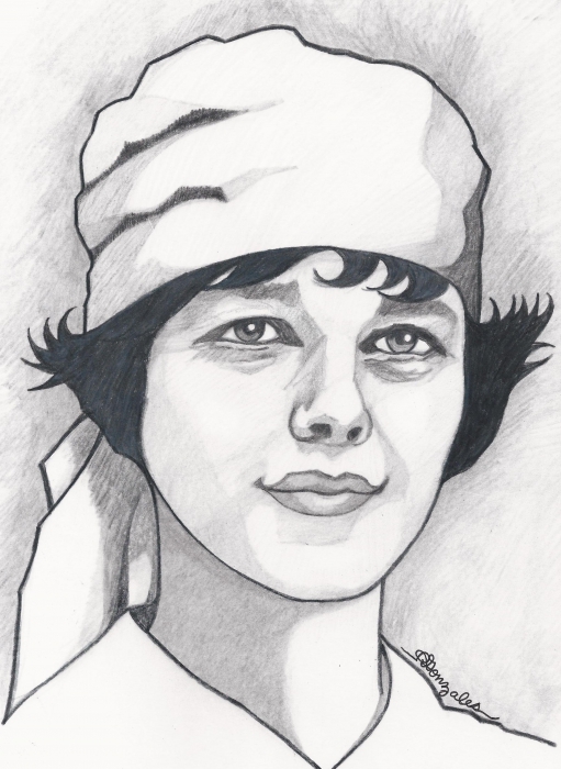 511x700 Portrait Of Amelia Earhart - Amelia Earhart Drawing
