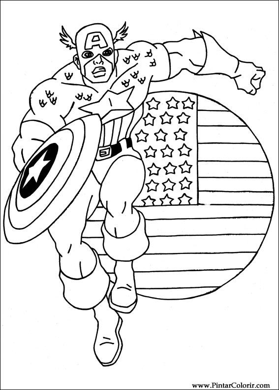 567x794 Drawings To Paint Colour Captain America - America Drawing