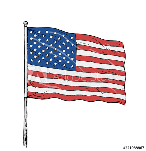 484x500 American Flag Drawing - American Flag Drawing