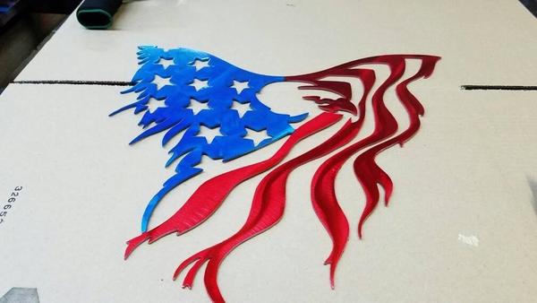 600x338 Eagle American Flag Metal Art Made From Aluminum - American Flag Drawing