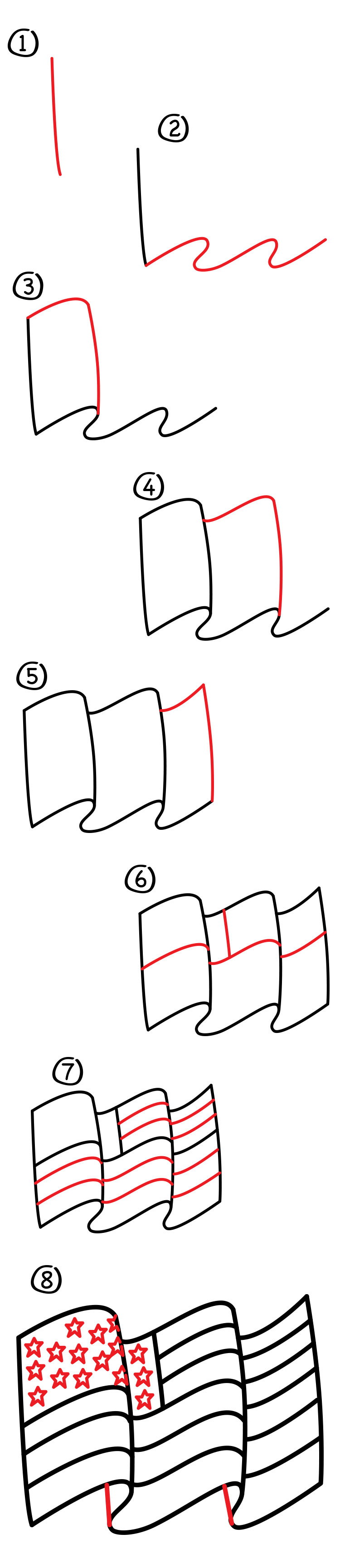 750x3458 How To Draw The American Flag - American Flag Drawing