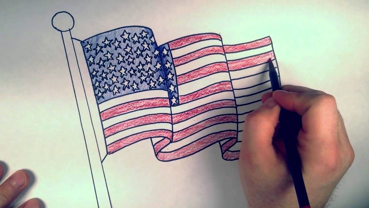 1280x720 How To Draw An American Flag Coloring Lesson Rbh - American Flag Drawing