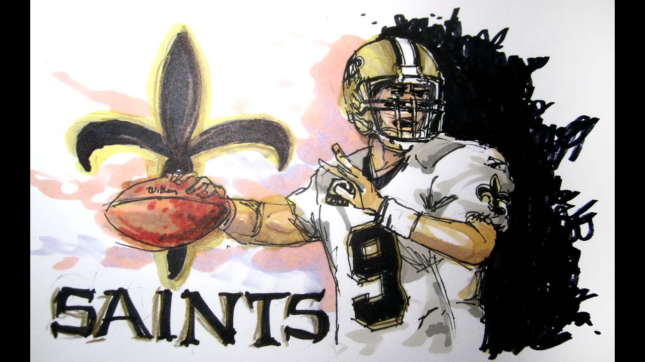 1280x720 Nfl Football Series New Orleans Saints Time Lapse Drawing - American Football Drawing