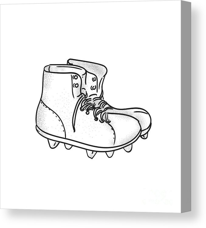678x750 Vintage American Football Boots Drawing Canvas Print Canvas Art - American Football Drawing